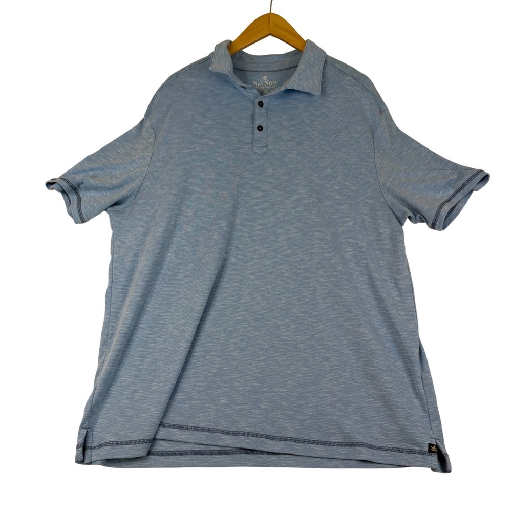 Nat Nast Luxury Originals Mens XL Blue Heathered Short Sleeve Polo Shirt 1451